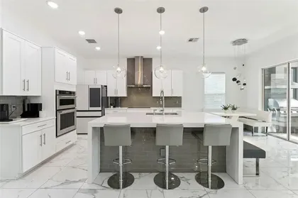 Kitchen island and breakfast bar