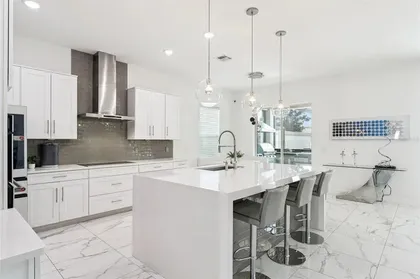 Kitchen with stone counters